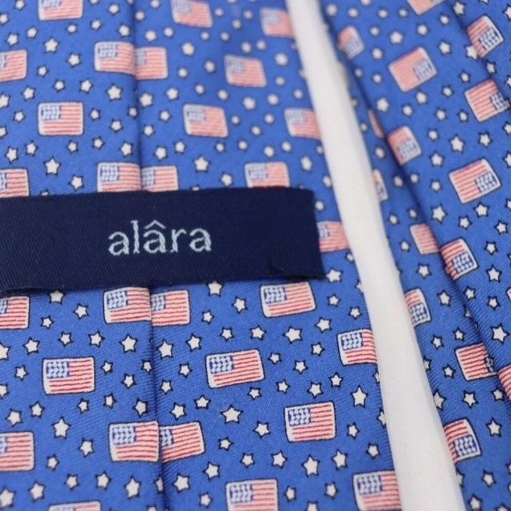 Alara American Flag Skinny Necktie Novelty Print Mens Tie
